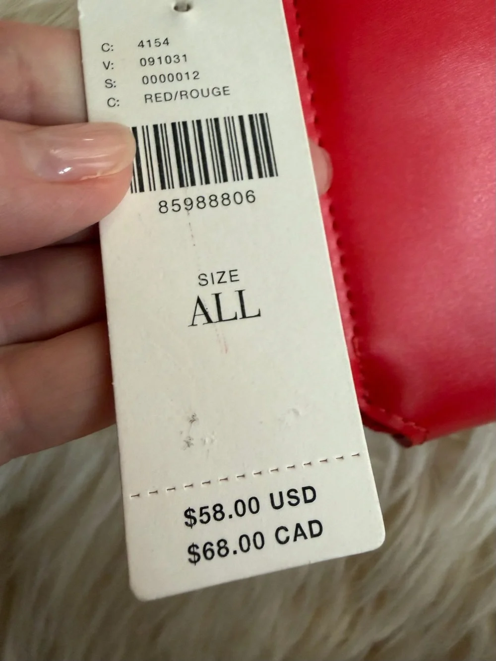 Anthropologie Red Leather Crossbody Bag with Silver Chain new